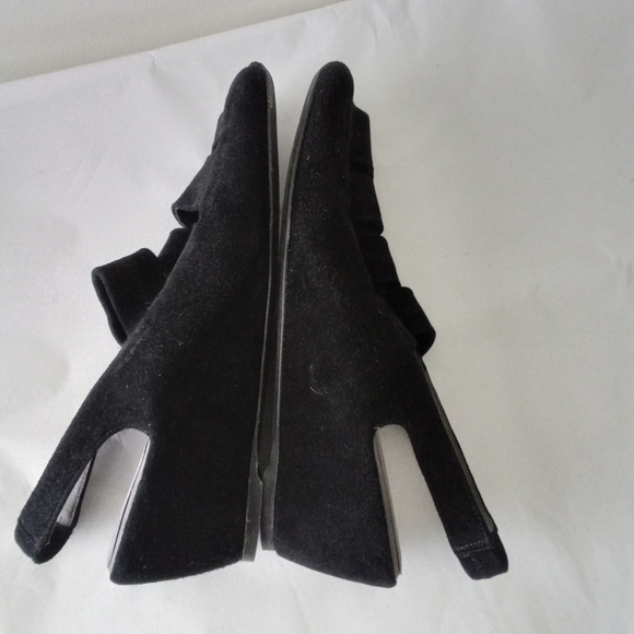 Stuart Weitzman Spando Black Nubuck Suede Strappy Slingback Wedges 7.5 M $398 - Picture 4 of 11